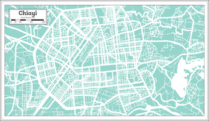 Chiayi Taiwan City Map in Retro Style. Outline Map.