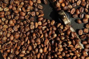 Closeup Roasted Homemade Coffee