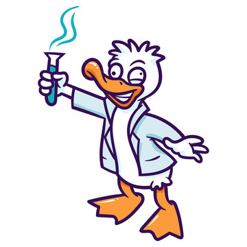Cartoon Mad Scientist Duck