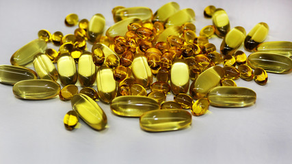 vitamins for health.Omega 3 vitamins, fish oil in capsules, tablets and pills are good for health, enriched with fats and amino acids. Apply for the prevention of diseases.Healthy lifestyle.