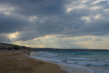 Fototapeta na wymiar Heraklion, Crete - 10 01 2018: Amnissos beach near Heraklion airport