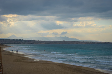Fototapeta na wymiar Heraklion, Crete - 10 01 2018: Amnissos beach near Heraklion airport