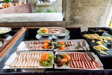 Buffet hotel breakfast Ham and cheese