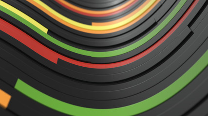 Abstract background, waves from black and colorful planks