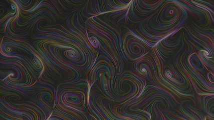 Fototapeta premium Smooth curles from colorful strings on black background