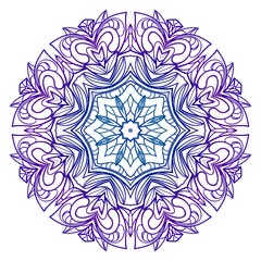 Blue, purple color Mandala. For Design, Greeting Card, Invitation, Coloring Book. Arabic, Indian, Motifs. Vector Illustration.