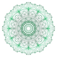 Green color Mandala, tribal ethnic ornament. Vector illustration. Islamic arabic indian pattern.