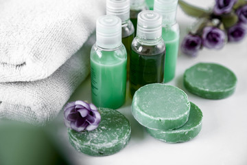 Beautiful spa setting on white background