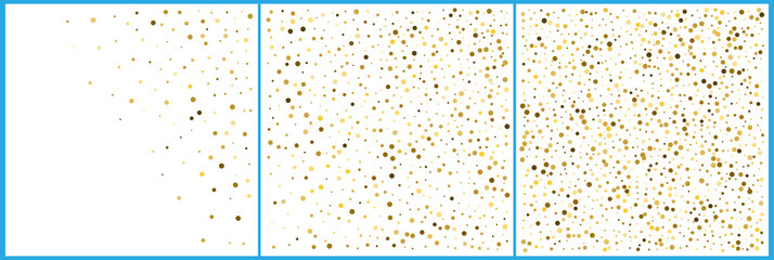 Gold polka dot confetti celebrations. Simple festive modern design. Holiday vector. Set 3 in 1 © writerfantast