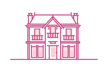 European style house. Icon line style