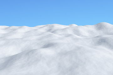 Fototapeta na wymiar White snowy field with hills winter arctic landscape