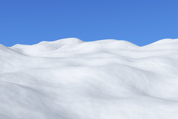 White snowy field with hills arctic winter landscape