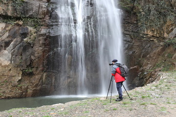 Black waterfall and nature