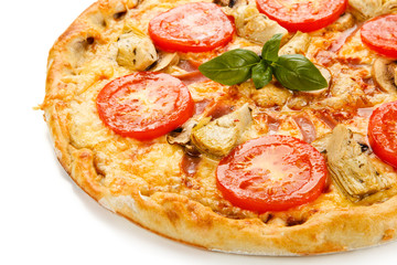 Pizza with mushrooms and artichokes