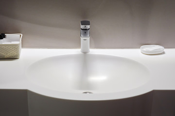 White sink and towell in SPA salon