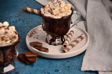 Sıcak çikolata, hot chocolate, krema, cikolata