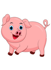 Cute pig cartoon isolated on white background