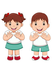 Happy little school kids cartoon