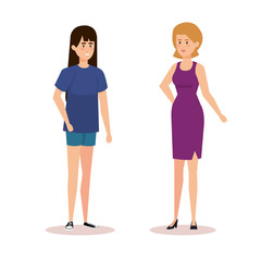 Fototapeta premium couple of girls avatars characters