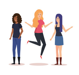 Fototapeta premium group of girls avatars characters