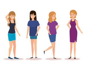 Fototapeta premium group of girls avatars characters