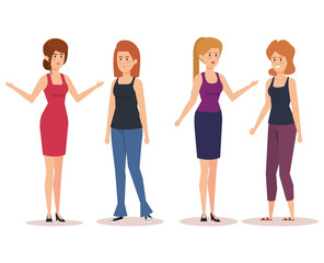 Obraz premium group of girls avatars characters