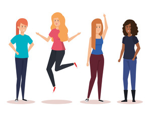 Obraz premium group of girls avatars characters