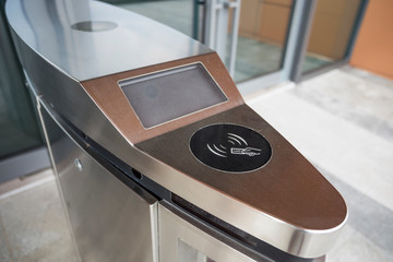 security at an entrance gate with key card access control smart office building