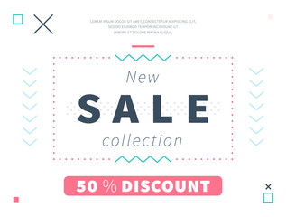 Creative contemporary interface of new collection sale on white background