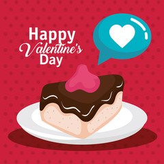 sweet cake portion with hearts love