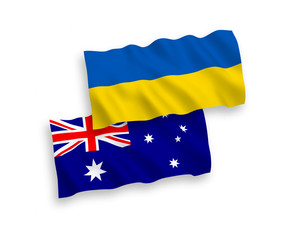 Flags of Ukraine and Australia on a white background