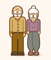 Grandfather and grandmother standing together graphic vector