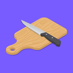 Knife and board for cutting