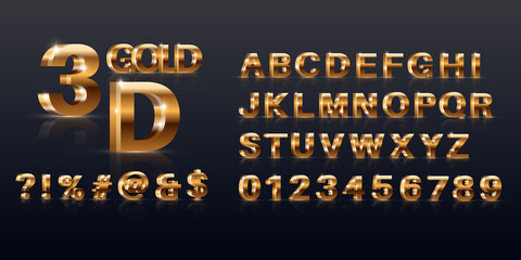 A set of the gold sparkling letters