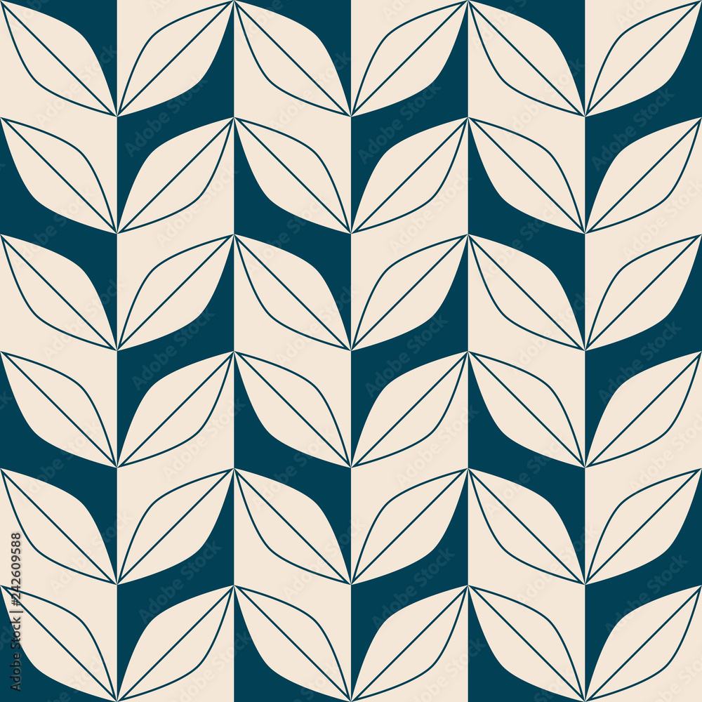Aufkleber seamless retro pattern with abstract leaves