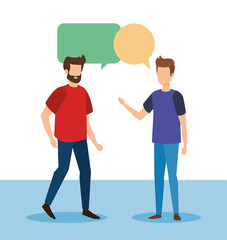 couple of men with speech bubble