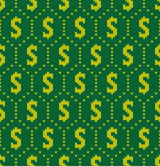 Knitted pattern a sign dollar