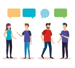 Obraz premium group of people with speech bubble characters