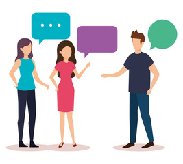 Fototapeta premium group of people with speech bubble characters