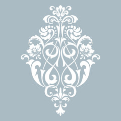 Damask graphic ornament. Floral design element. Blue vector pattern