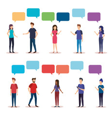 Fototapeta premium group of people with speech bubble characters