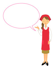 ふきだし　女性レジ店員　01