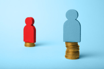 Different level pay income of people. Financial gap concept.