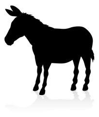 A detailed high quality donkey farm animal silhouette