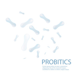 Probiotics Bacteria Vector illustration. Biology, Science background. Microscopic bacteria closeup.