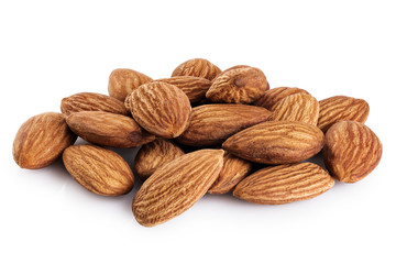 Almonds isolated on white background.