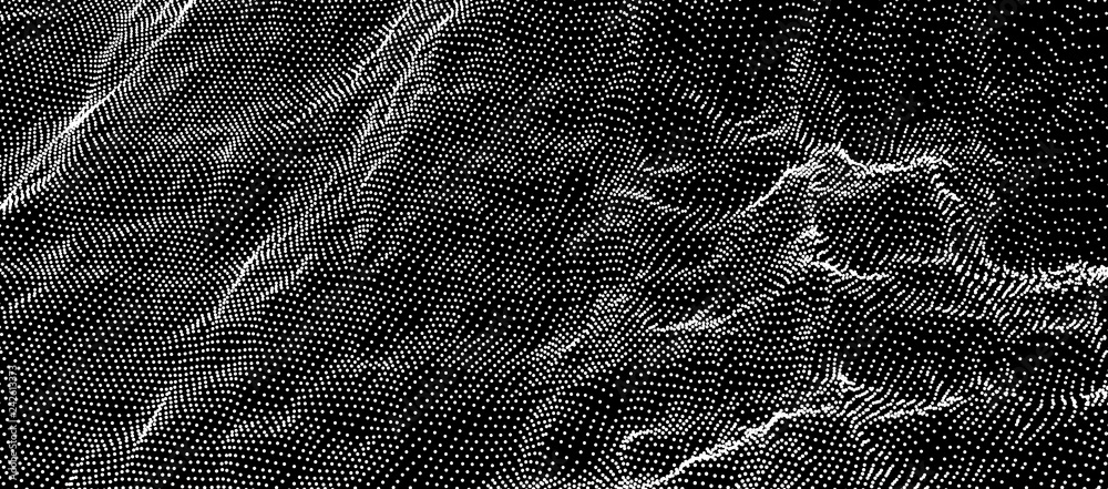 Wall mural array with dynamic particles. futuristic technology style. texture. vector illustration with particl