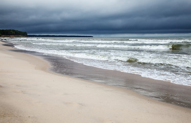 seascape on gloomy autumn day