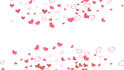 Spring background. Design element for wallpaper, textiles, packaging, printing, holiday invitation for Valentine's Day. Red hearts of confetti crumbled. Red on White background Vector.