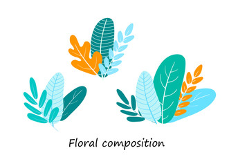 Vector illustration, set of abstract plants